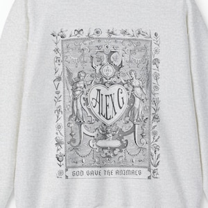 Alex G Sweatshirt- Vintage Sandy Alex G Floral Minimalist Line Drawing- God Save The Animals-  Vintage Gothic Angels- Unisex Heavy Crewneck