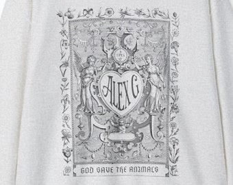 Alex G Sweatshirt- Vintage Sandy Alex G Floral Minimalist Line Drawing- God Save The Animals-  Vintage Gothic Angels- Unisex Heavy Crewneck