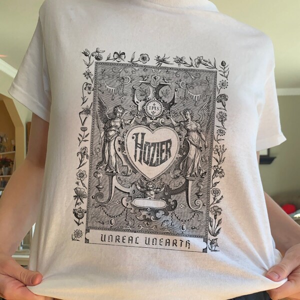Hozier Unreal Unearth T-Shirt- Hozier Merch- Vintage Band Tee- Gothic Angels Floral Fairy Shirt- Fairycore- Unisex Heavy Cotton Tee