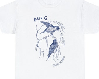 Alex G T-Shirt- God Save the Animals Birds- Blue Birds- Alex G Merch- Minimalist Line Art Band Tee- Alex G Hoodie- Unisex Heavy Cotton Tee