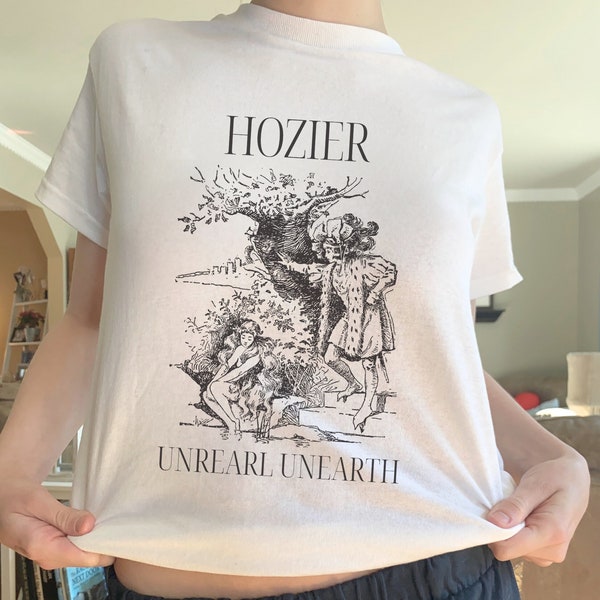 Hozier Unreal Unearth Vintage T-Shirt- Hozier Merch- Vintage Band Tee- Gothic Floral Fairy Shirt- Fairycore- Unisex Garment-dyed Cotton Tee