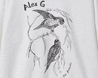 Alex G Sweatshirt- Vintage Sandy Alex G Minimalist Line Drawing- God Save The Animals-  Vintage Bird and Vines Art- Unisex Heavy Crewneck