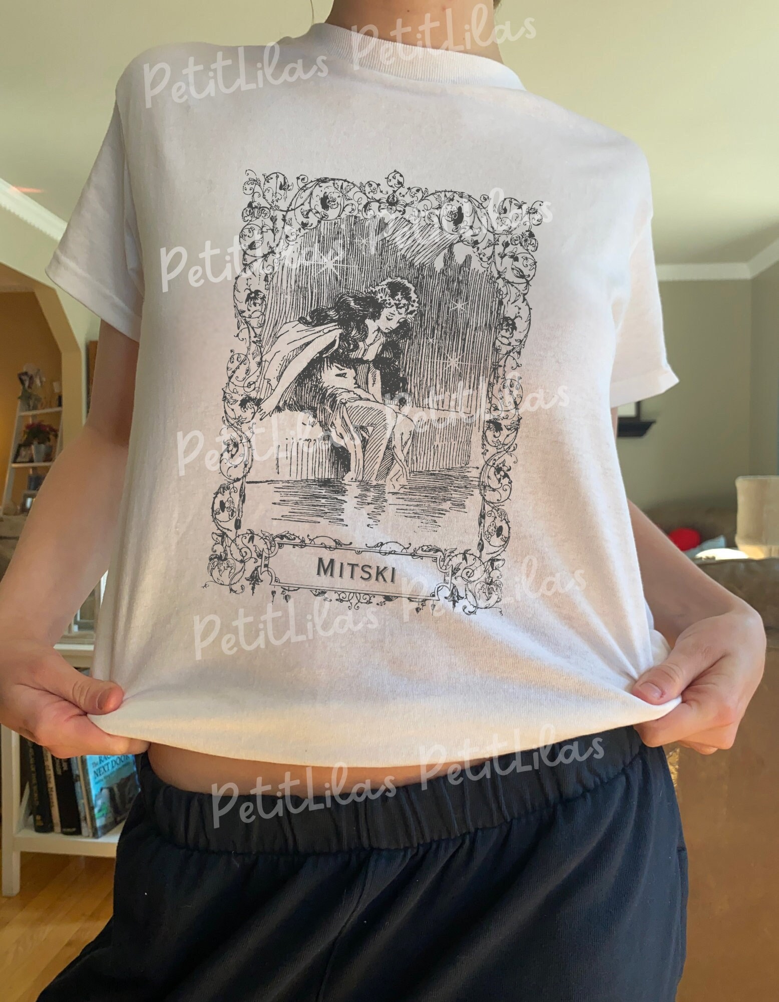 Mitski T-Shirt- Mermaid Fairycore- Mitski Merch- Vintage Fairy Tee- Cottage core line drawing shirt- Gothic floral aesthetic- Cotton Tee