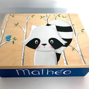 Memory box, animals, shower, treasures, racoon, keepsake box