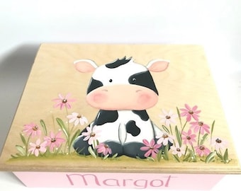 Memory box, Cow, Baby gift, Personalized gift, keepsake box