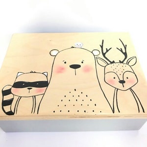 Memory box, animals, shower, treasures, bear, racoon, keepsake box
