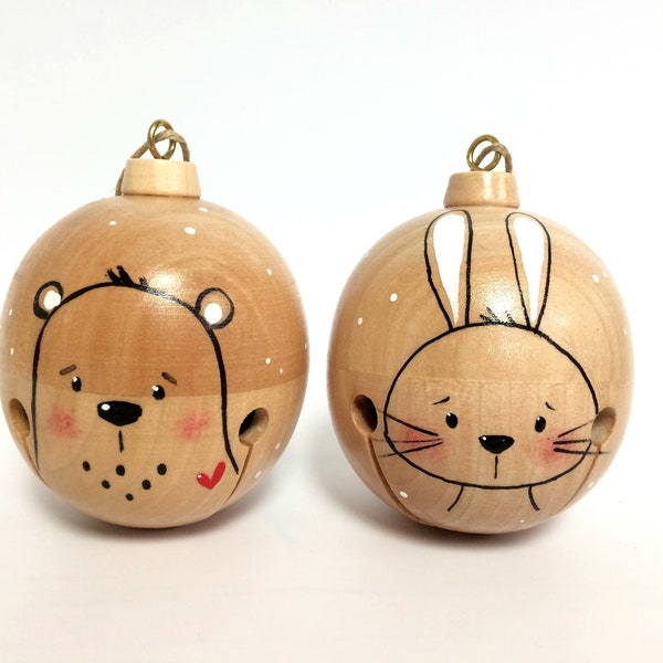 Christmas ball ornament, bear, rabbit, baby,fox personalized gift