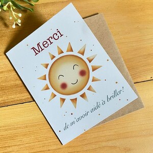 Cartes de remerciements pour professeur, éducatrice Soleil/Sun