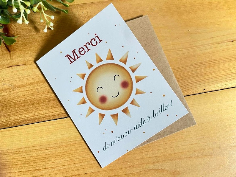 Cartes de remerciements pour professeur, éducatrice Soleil/Sun