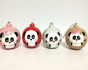 Boule de Noël, personnalisée, ornement, cadeau, panda, premier noel