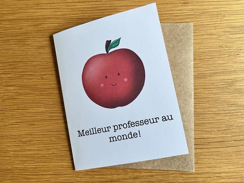 Cartes de remerciements pour professeur, éducatrice Pomme/Apple