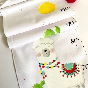 Llama growth chart, height chart, fabric, growth ruler, room decoration, measurements, baby