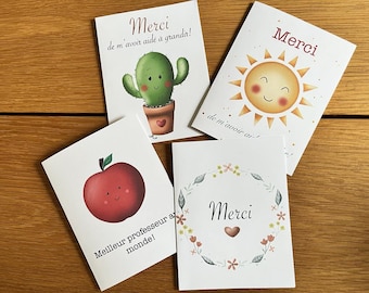 Cartes de remerciements pour professeur, éducatrice