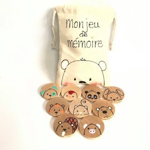 Gioco di memoria, animali, legno, gioco di associazione, gioco di osservazione