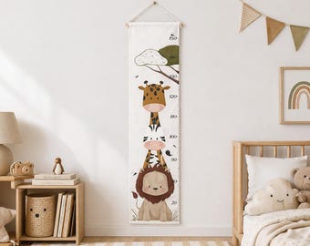 Animals growth chart, personalized growth chart, height chart, fabric chart, growth ruler, nursery decor