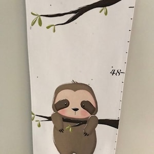Escala de crescimento animal, preguiça, gráfico de altura, escala de tamanho, tecido, regra de crescimento, decoração de quarto, medidas, bebê