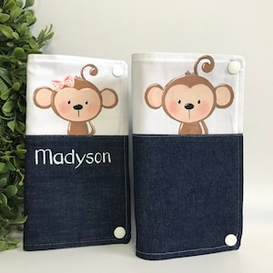 Protège carnet de santé, singe, étui, étui pour carnet de vaccination, personnalisation, pochette