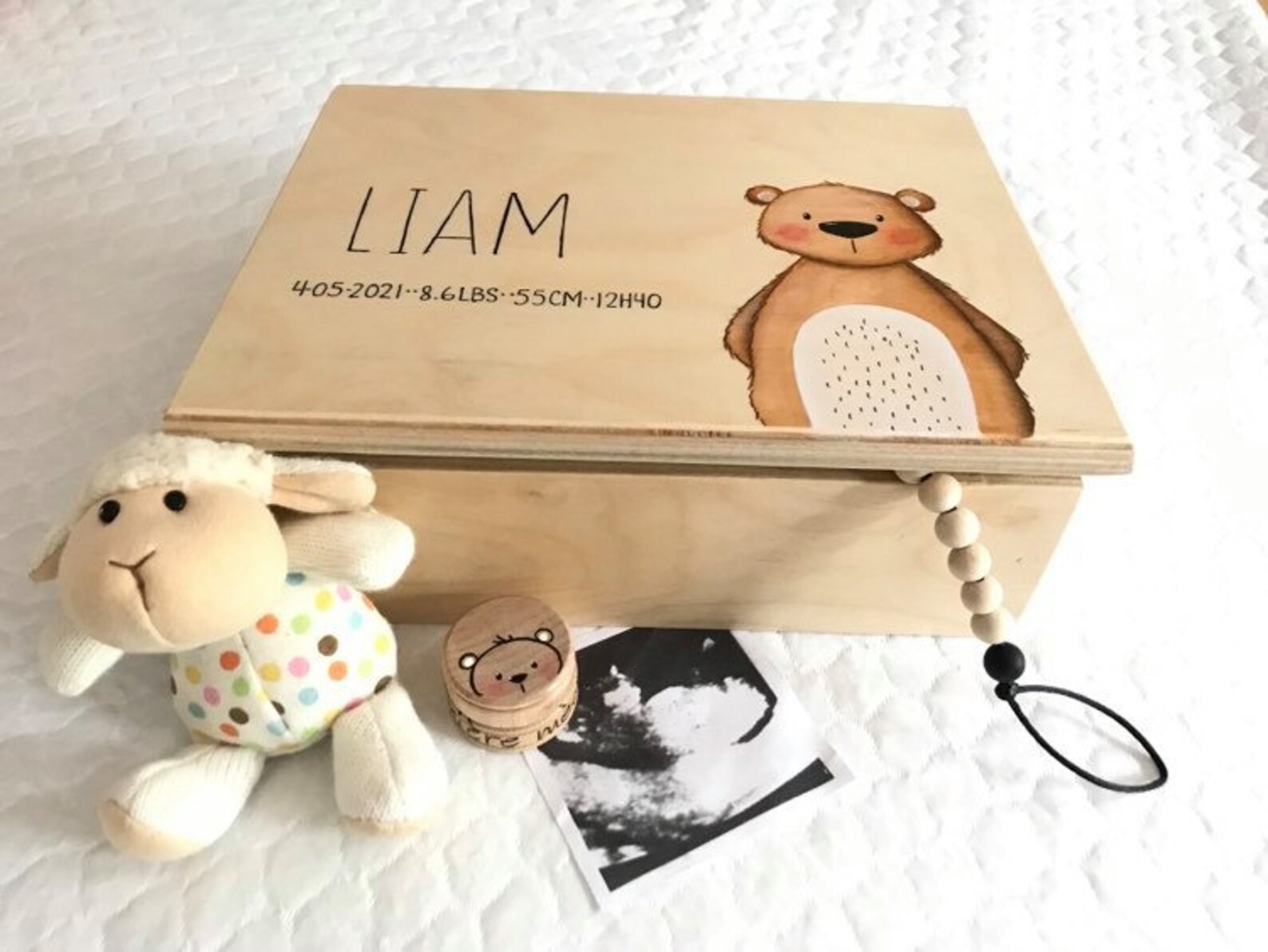 Bear Memory Box Keepsake Box Baby Child Memory Box Etsy
