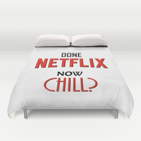 Netflix And Chill Duvet Cover Red Black White Bedding Etsy
