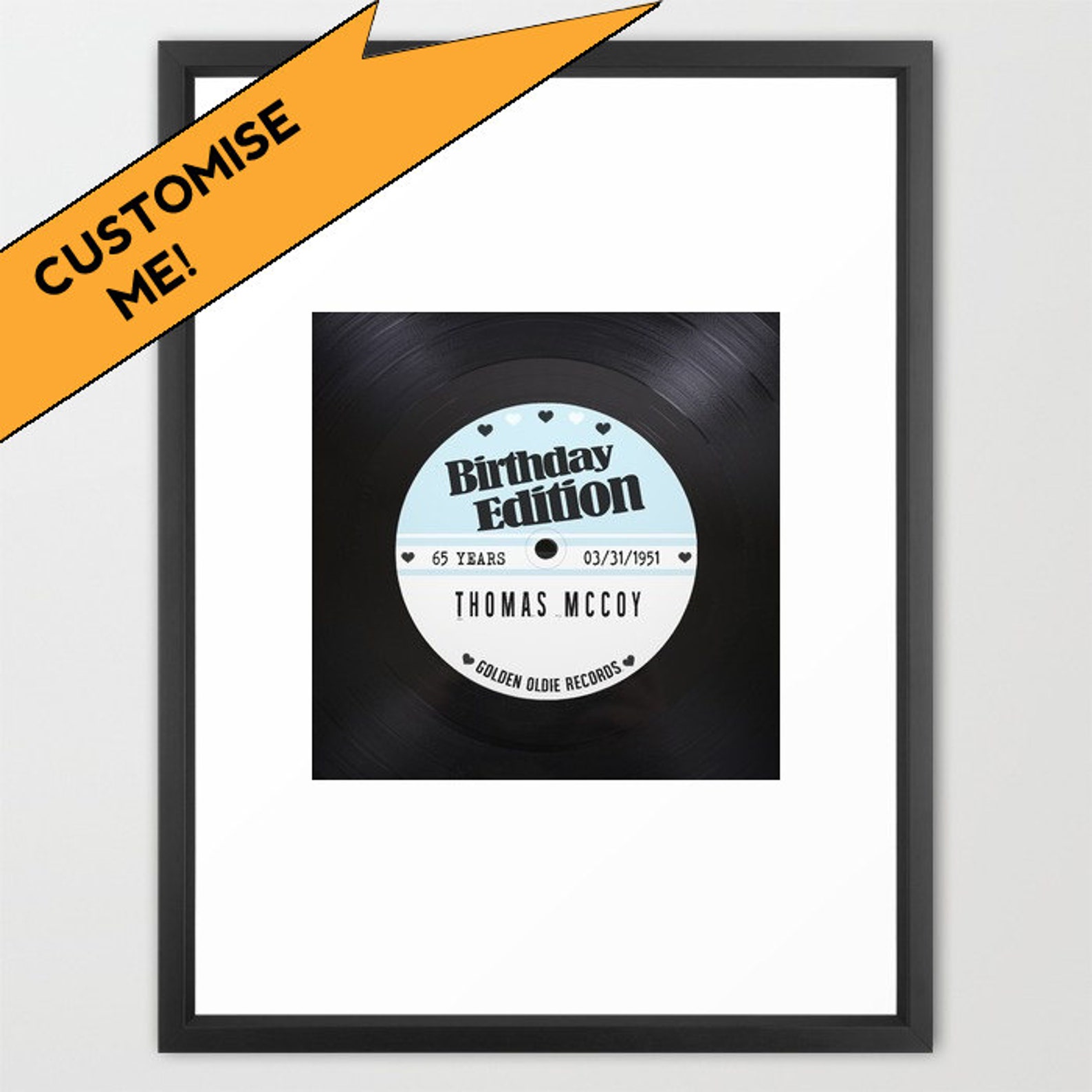 Custom wall art your own record label print framed print Etsy