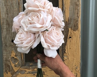 Pink open bloom real to look at and touch bouquet