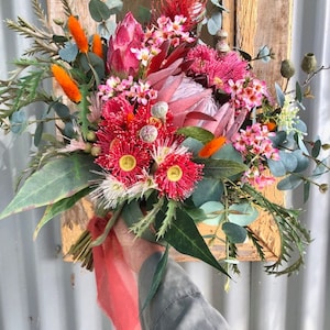 Artificial Native, Bridal package. King Protea, artificial flowers