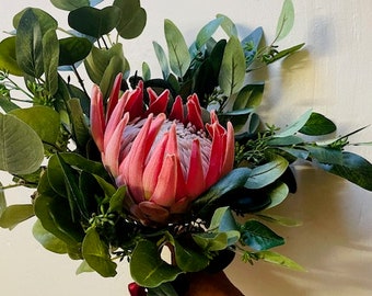 King Protea bridal bouquet, artificial realistic to look at