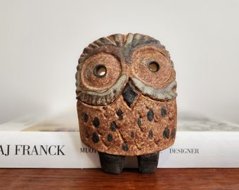 Vintage 1960s Jarl Hesselbarth Stoneware Studio Art Pottery Owl Figurine