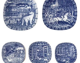 Rorstrand Sweden Julen Limited Edition Collector's Christmas Plates, 1970, 1972, 1973, 1975, 1976