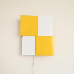 Vintage J.J.M. Hoogervorst Wall Lamp for Anvia / Mid Century Modern Geometric Light in Yellow and White