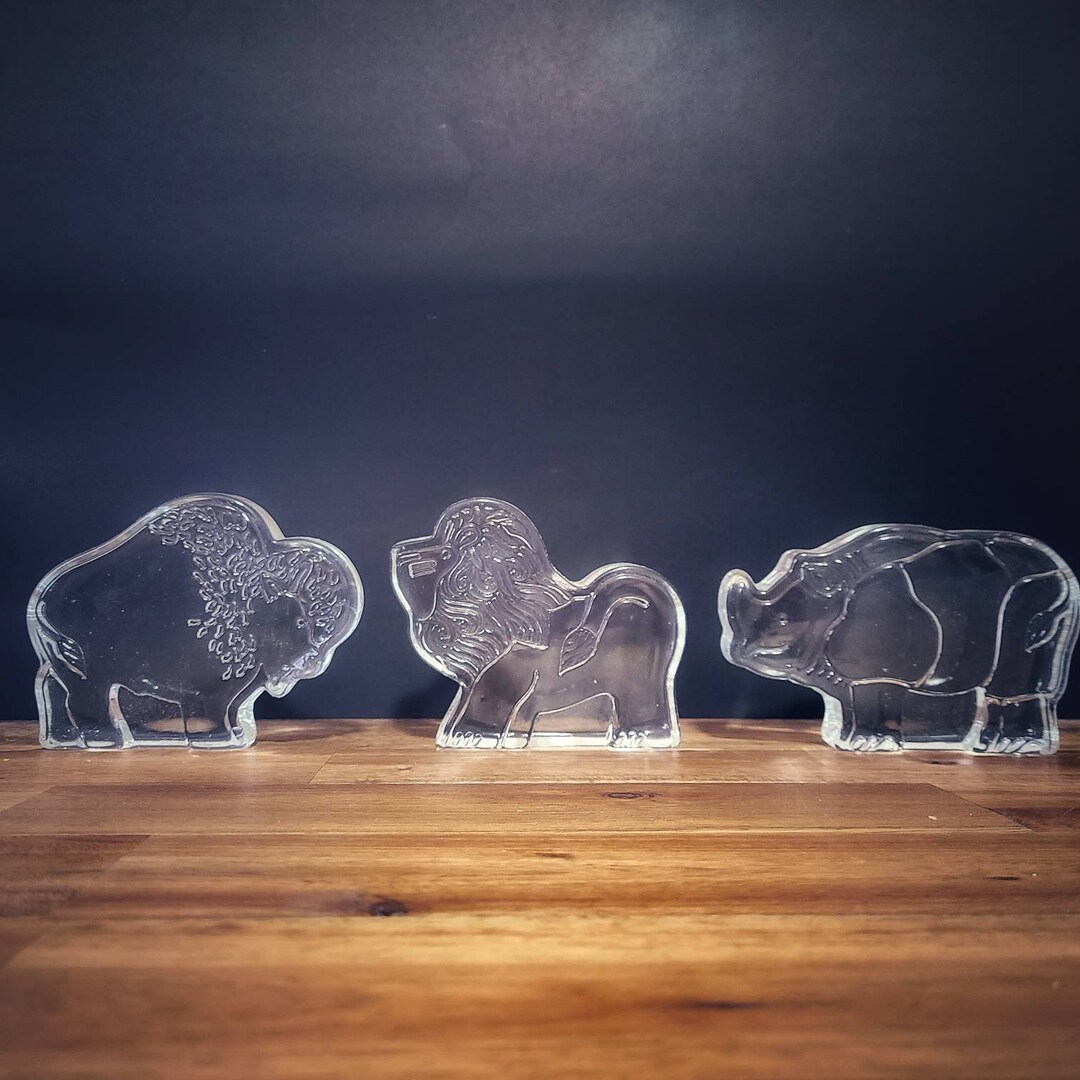 Vintage Dansk Crystal Zoo Glass Elephant/bear/ram/lion/buffalo/rhino