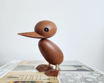 Vintage Skjode Skjern Style Teak Duck Figurine Mid Century Modern Teak Animal
