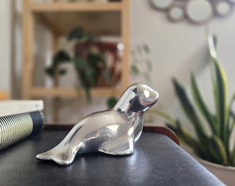 Vintage Hoselton Beaver Figurine Sculpture Aluminum Canada Stiefel