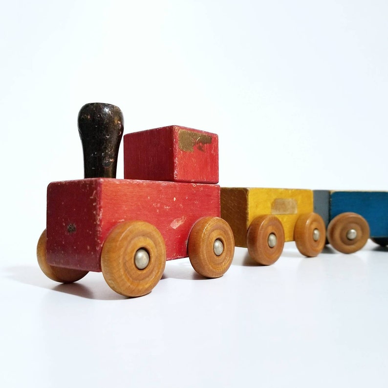 vintage wooden train set