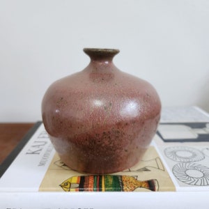 Signed Mauve Pink Colored Studio Art Pottery Stoneware Vase