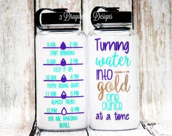 Turning Water into Gold One Ounce At A Time, Breastfeeding Water Bottle, Water Intake Tracker, Inspirational Water Bottle, Baby Gift, Shower