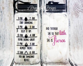 And Though She Be But Little She is Fierce, Breastfeeding Water Bottle, Water Intake Tracker, Inspirational Water Bottle, NICU Water Bottle