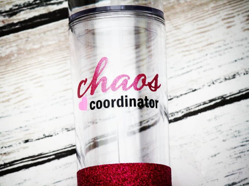 Chaos coordinator cup glitter water bottle teacher gift etsy