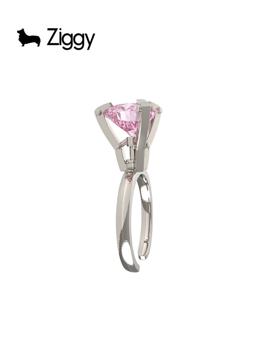 Sweet Machine Rings Pink Heart-shaped Zircon Claw Machine Ring, Gold Plated Ring. Crystal ...