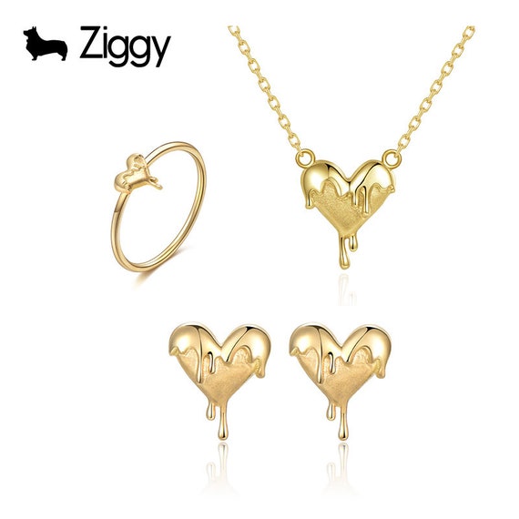 ネックレス・ペンダント Melting Heart Pendant (Gold) 18K Solid Gold Melting Heart Necklace, Small Heart Necklace