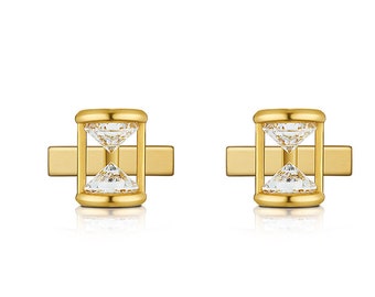 Men's Hourglass Cuff Links, Business Jewelry, Sentimental Gift For Husband, Unique Cuff Links, Cuff Links For Groom