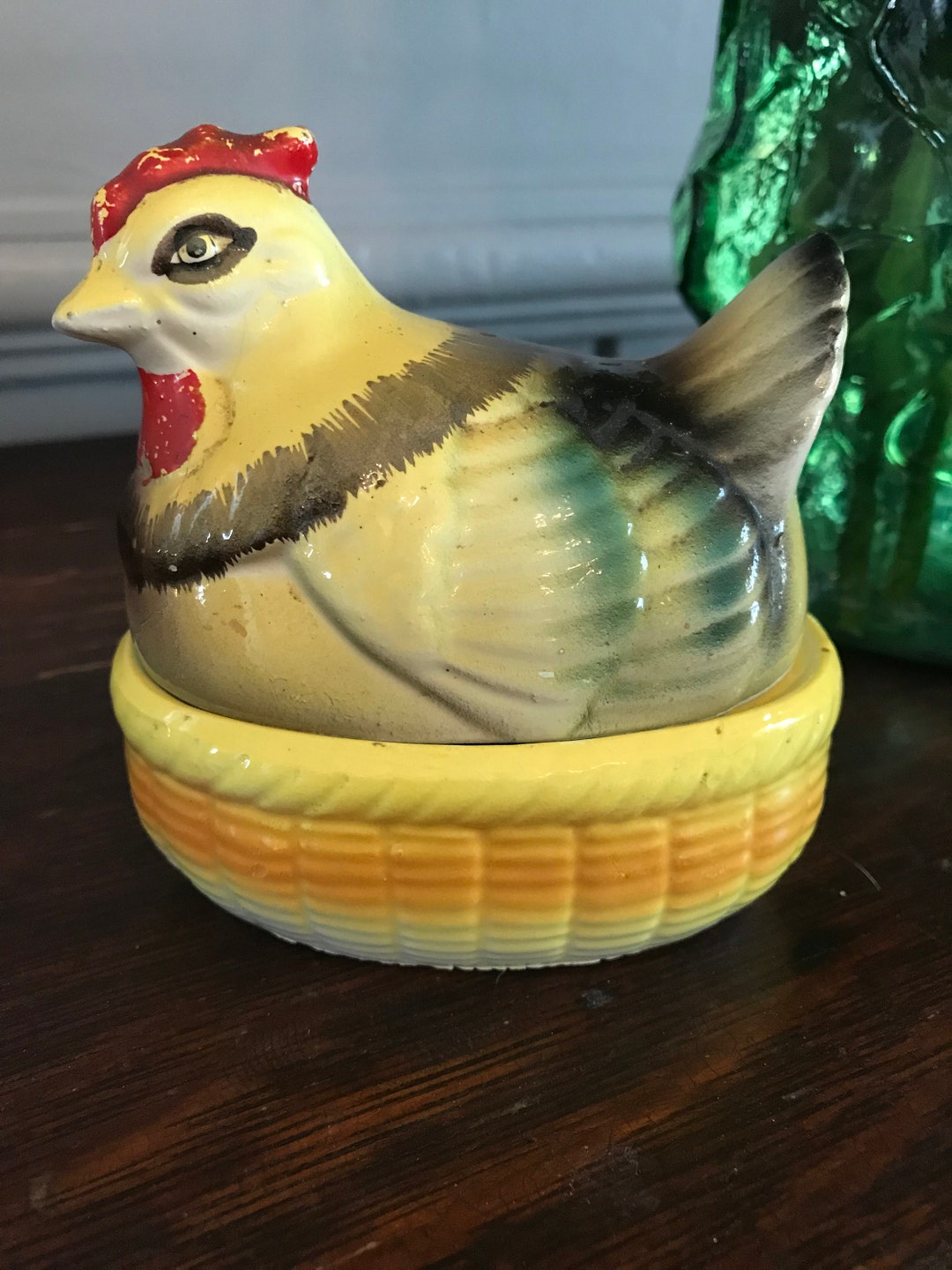 Vintage Hen on Nest With Salt and Pepper Eggs Etsy