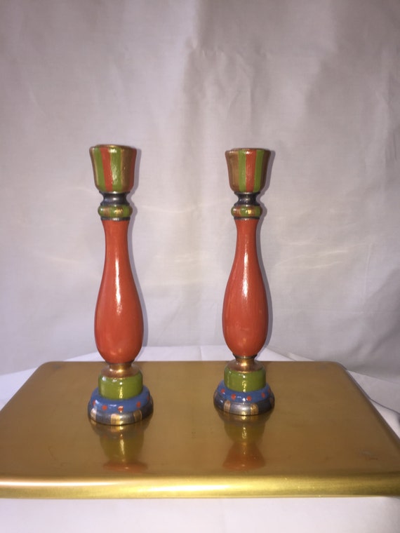 Handpainted candlesticks Etsy