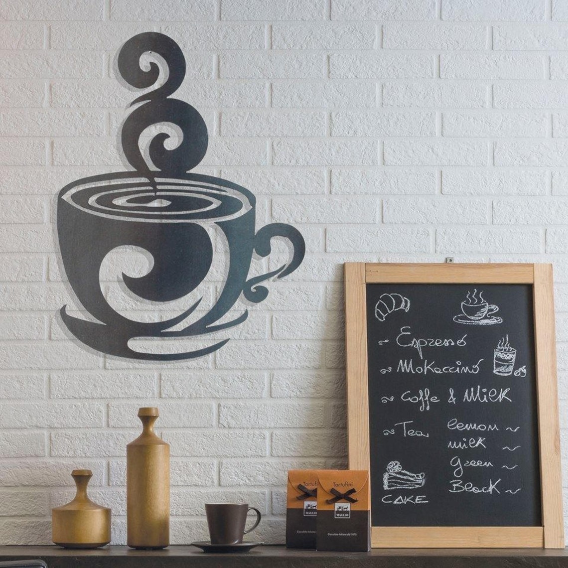 Coffee Cup Metal Wall Art Coffee Sign Coffee Bar Sign Etsy