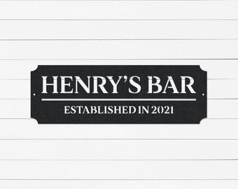 Custom Metal Bar Sign | Personalized Home Bar, Man Cave Decor
