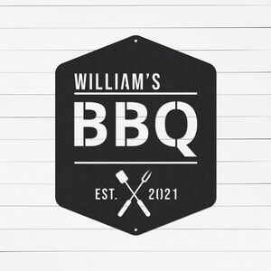 Personalized BBQ Sign: Custom Outdoor Kitchen Decor Metal Wall Art