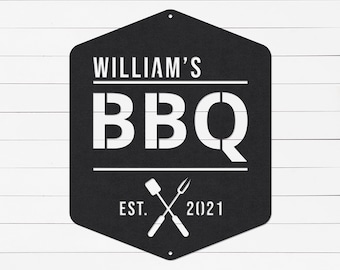 Personalized BBQ Sign: Custom Outdoor Kitchen Decor Metal Wall Art