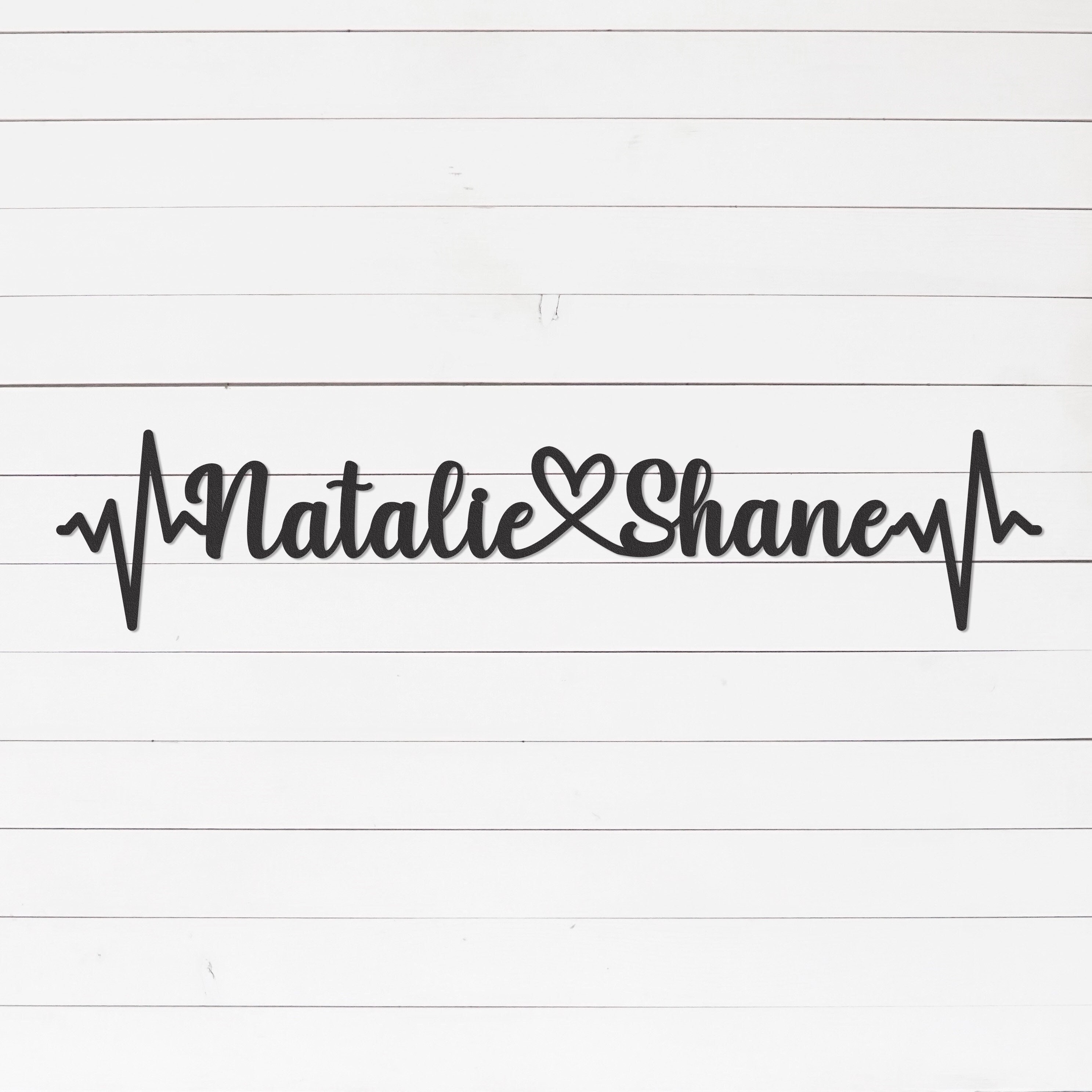 Personalized Heartbeat Name Sign | Heartbeat Sign | Heart Name Sign | Metal Sign | Wedding Gift | Engagement Gift | Year 6 Anniversary Gift