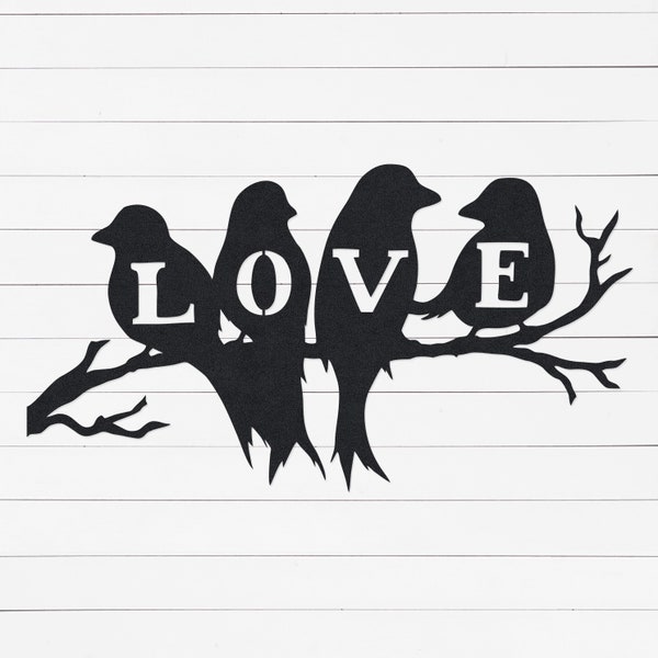 Love Sign | Bird Sign | Valentines Day Gift | Wall Decor | Farmhouse Decor | Wedding Decor | Metal Wall Art | Outdoor Decor | Metal Sign