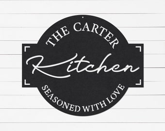 Personalized Family Name Kitchen Sign | Custom Metal Pantry Decor